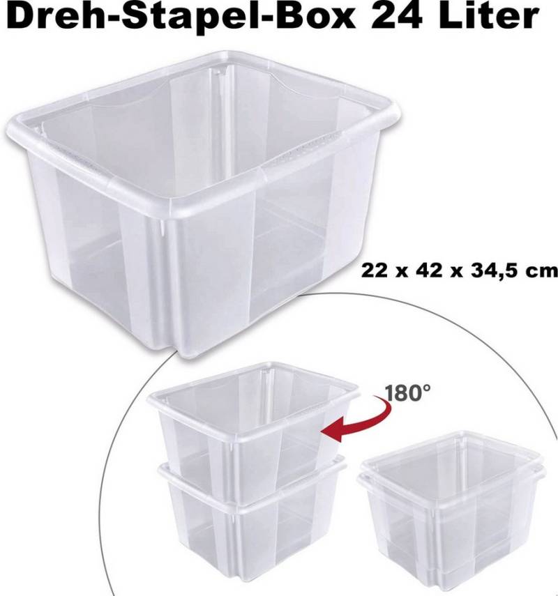 Ebaxx Aufbewahrungsbox Drehstapel Box 24 L transparent klar 22 x 42 x 34,5 cm Aufbewahrungs von Ebaxx