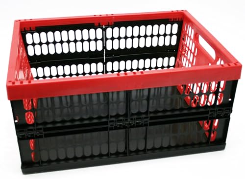 Ebaxx Klapp Kunststoff Plastik Box Kiste Transport Einkaufskorb Falt Groß XL 45 , 32 L (Schwarz/Rot, 32 Liter) von Ebaxx