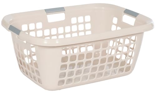 Wäschekorb mit Griffen, 50 Liter, Kunststoff, ca. 55 x 39 x 24 cm.Mit 3 Griffen (Creme) von Ebaxx