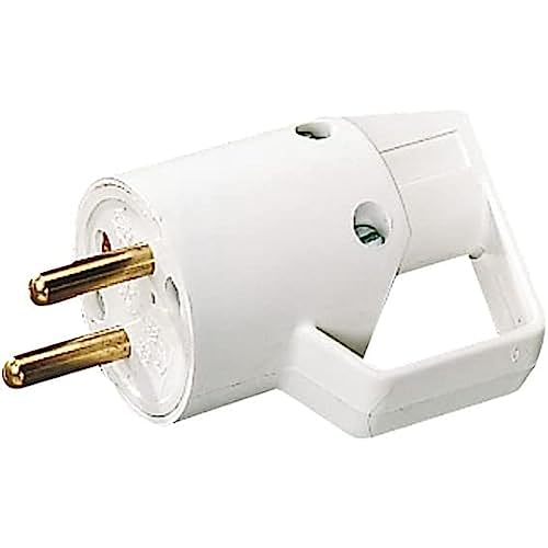 ebenoid ebe321408 Stecker 2-polig + Erde mit Ring, mit seitlichem Ausgang Kabel, weiß von Otio