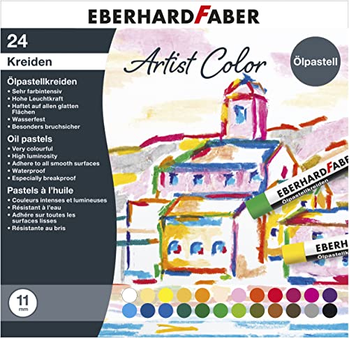 Eberhard Faber 522024 - Artist Color Ölpastellkreiden in 24 leuchtenden Farben, bruchsicher, im Kartonetui, für modernes Grafikdesign, feine Zeichnungen und farbstarke Aquarelle von Eberhard Faber