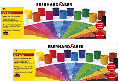 Eberhard Faber 575613 Malfertige Deckfarben, 13 Näpfe mit je 18 ml Farbe, bunt (2, Malkasten) von Eberhard Faber