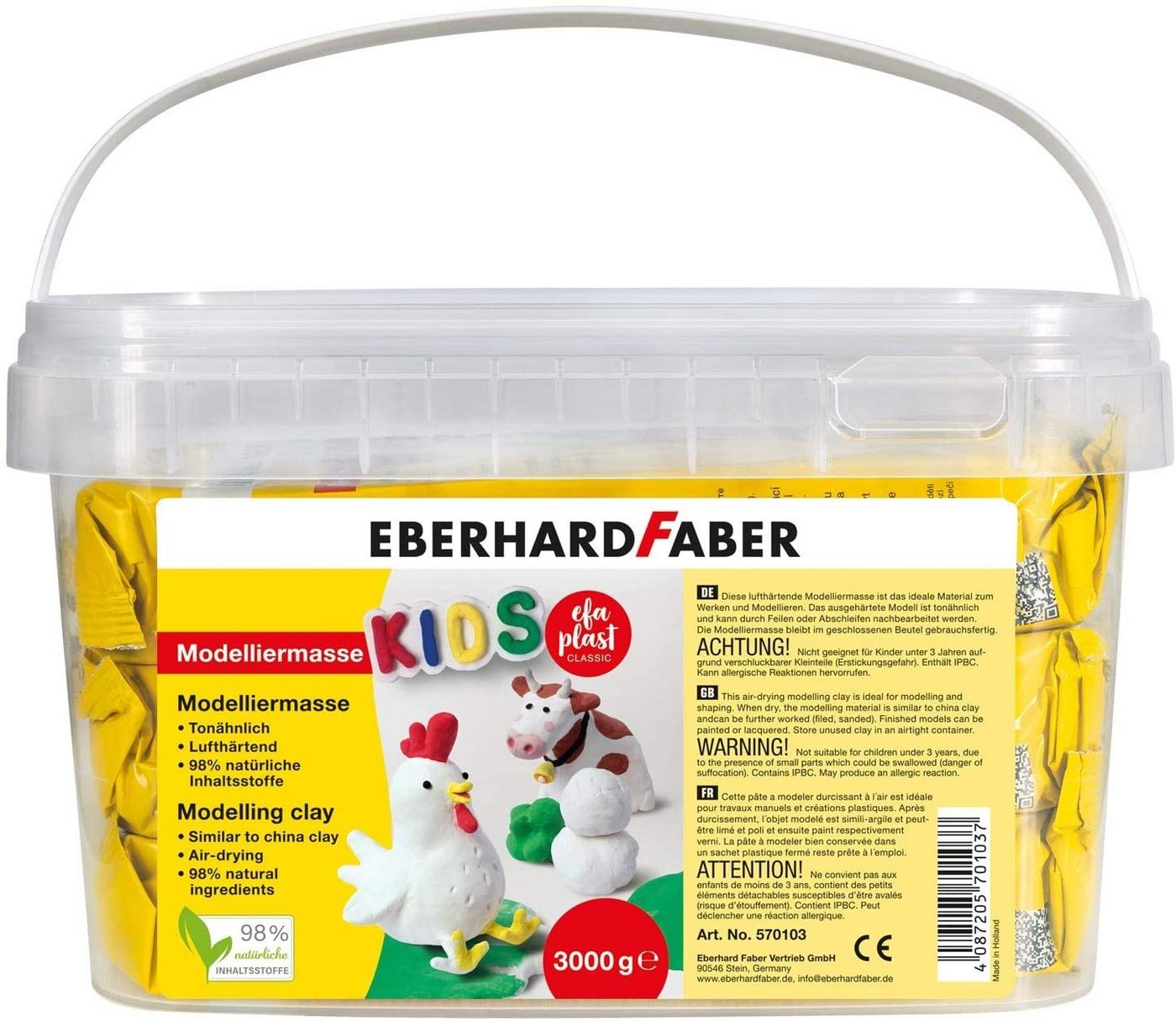 Eberhard Faber Modelliermasse EFA PLAST classic Kids - 3kg weiß im Eimer von Eberhard Faber