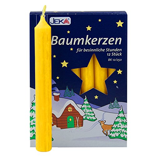 16er Pack Baumkerzen Natur ca. 15 x 125 mm (16 x 12 Stück) Weihnachtskerzen, Christbaumkerzen, Pyramidenkerzen von Ebersbacher Kerzen