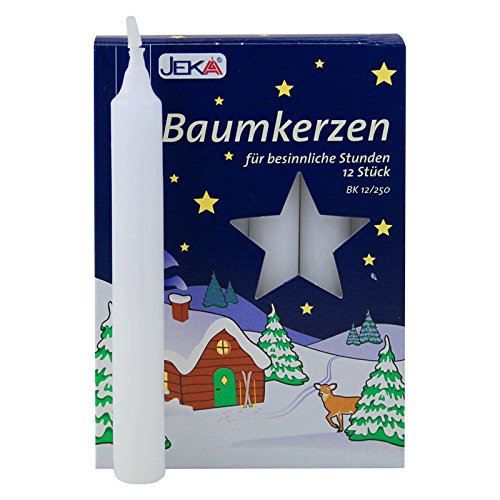 16er Pack Baumkerzen weiß ca. 15 x 125 mm (16 x 12 Stück) Weihnachtskerzen, Christbaumkerzen, Pyramidenkerzen von Ebersbacher Kerzen