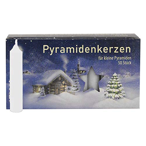 16er Pack Pyramidenkerzen klein, weiß ca. 14 x 74 mm (16 x 50 Stück), Weihnachtskerzen, Adventskerzen, Christbaumkerzen, Baumkerzen, Kerzen von Ebersbacher Kerzen