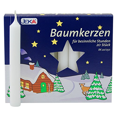 20er Pack Baumkerzen weiß ca. 13 x 105 mm (20 x 20 Stück) Weihnachtskerzen, Christbaumkerzen, Pyramidenkerzen von Ebersbacher Kerzen