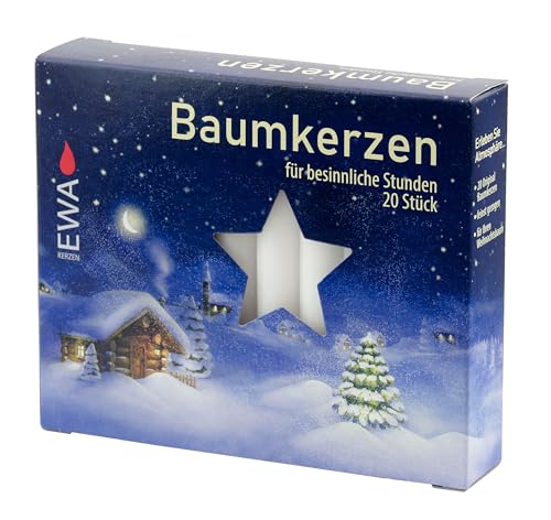 20er Pack Baumkerzen weiß ca. 13 x 105 mm (20 x 20 Stück) Weihnachtskerzen, Christbaumkerzen, Pyramidenkerzen von Ebersbacher Kerzen