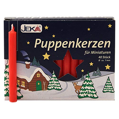 20er Pack Puppenkerzen rot ca. 7 x 65 mm (20 x 40 Stück), Puppenlichter, Miniaturkerzen, Weihnachtskerzen, Kerzen von Ebersbacher Kerzen