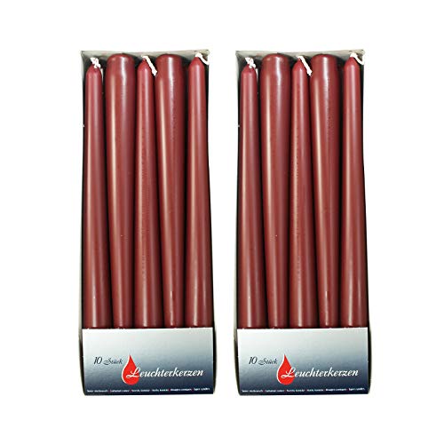 2er Pack Spitzkerzen Burgund, ca. 22 x 240 mm (2 x 10 Stück) von Ebersbacher Kerzen