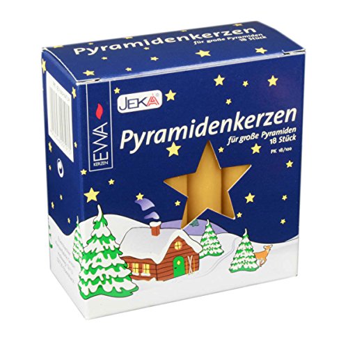 JEKA Kerzen PK 18/100 Pyramidenkerzen (18 Stück/Pack) groß Natur Größe ca. 17 x 105 mm von Ebersbacher Kerzenfabrik GmbH