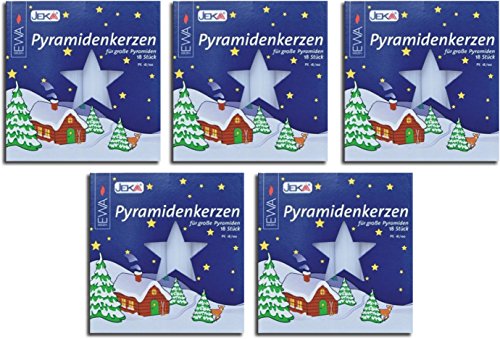 JEKA Pyramid Kerzen, Pyramiden Pyramidenkerze Wachs (Weiß, 17 x 100mm (5er Pack)) von Ebersbacher Kerzenfabrik GmbH