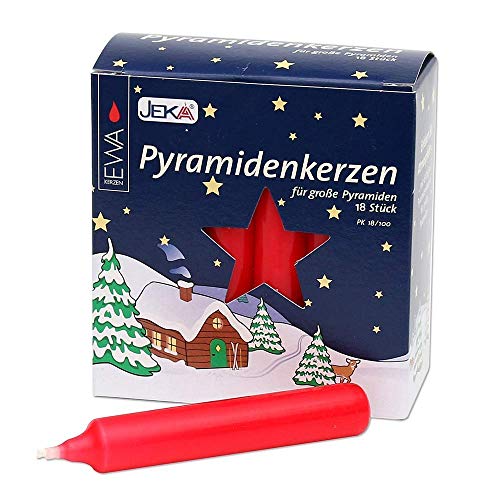 Ebersbacher Kerzenfabrik GmbH Pyramid Kerzen, Wachs (18 Stück, Rot, Unparfümiert, 10.5 cm hoch, 1.8 cm Durchmesser) von Ebersbacher Kerzenfabrik GmbH