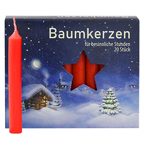 Ebersbacher Kerzenfabrik Baumkerzen rot , 20 Stück, Größe 13x105mm , BK20/250 von Ebersbacher Kerzenfabrik