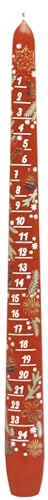 Leuchterkerze Adventskalenderkerze lackiert rot Ø 22 x H 290 ' 24 Tage Kerze' Weihnachtskerze apog-versand von Ebersbacher Kerzenfabrik