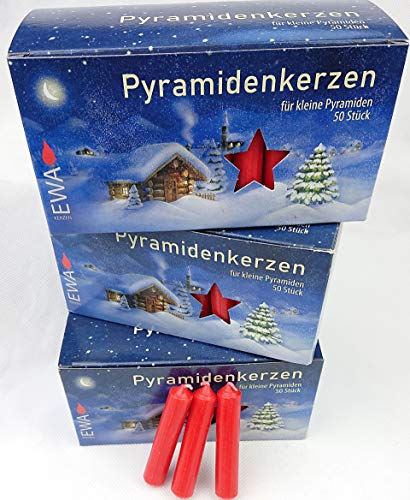 Ebersbacher Kerzen Sparpack 150 Pyramidenkerzen rot 14x74mm (PK 50/500) (3 x 50 Stück) Vorteilspackung von Ebersbacher Wachswaren