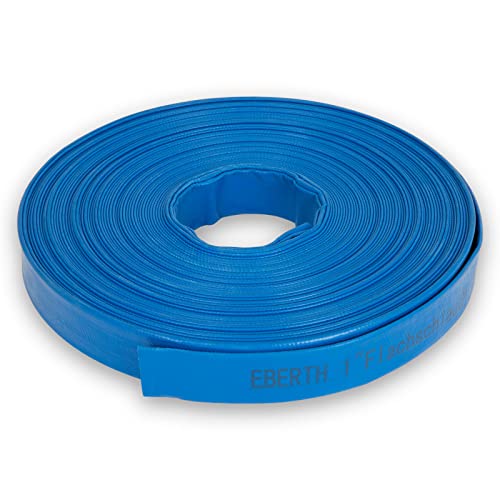 EBERTH 1" Flachschlauch Gartenschlauch für Pumpen in 40m Länge, 1 Zoll, 25mm Durchmesser, flexibel, widerstandsfähiges PVC, Industrieschlauch, Wasserschlauch zur Bewässerung, in blau von EBERTH