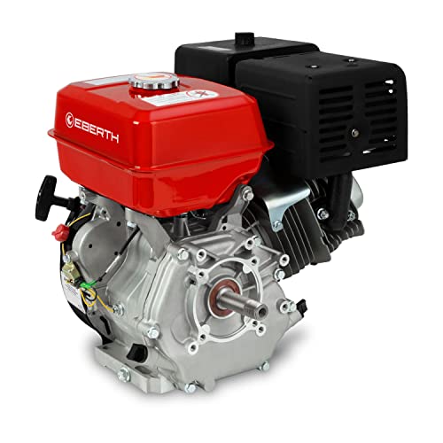 EBERTH 13 PS 9,56 kW Benzinmotor mit 25,4 mm Ø Welle mit AG, Standmotor Kartmotor Antriebsmotor mit Ölmangelsicherung, 4-Takt, 1 Zylinder Benzin Motor, 389 ccm Hubraum, luftgekühlt, Seilzugstart von EBERTH