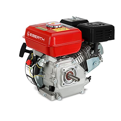 EBERTH 6,5 PS 4,8 kW Benzinmotor Standmotor Kartmotor Antriebsmotor mit 19,05 mm Ø Welle, Ölmangelsicherung, 4-Takt, 1 Zylinder Benzin Motor, 196 ccm Hubraum, luftgekühlt, Seilzugstart von EBERTH