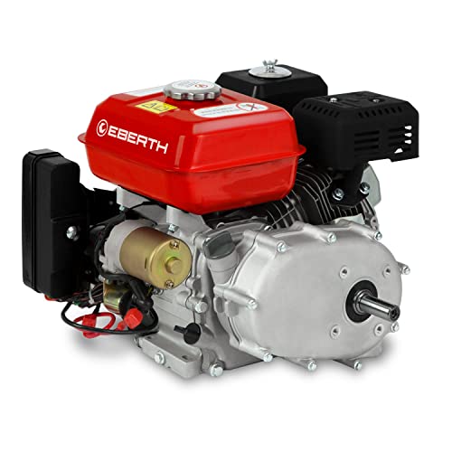 EBERTH 6,5 PS 4,8 kW Benzinmotor Standmotor Kartmotor Antriebsmotor mit Ölbadkupplung, 20 mm Ø Welle, E-Start, 7ah 12V Batterie, Ölmangelsicherung, 4-Takt, 1 Zylinder, 196 ccm Hubraum, luftgekühlt von EBERTH