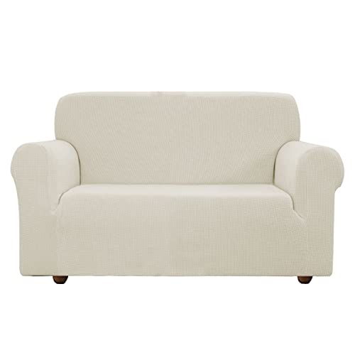 EBETA E Elastisch Sofa Überwürfe Sofabezug, Stretch Sofahusse Sofa Abdeckung Hussen für Sofa, Couch, Sessel 2 Sitzer (Cremefarbe, 145-185 cm) von EBETA