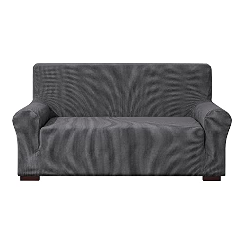 EBETA E Elastisch Sofa Überwürfe Sofabezug, Stretch Sofahusse Sofa Abdeckung Hussen für Sofa, Couch, Sessel 2 Sitzer (Dunkelgrau, 145-185 cm) von EBETA