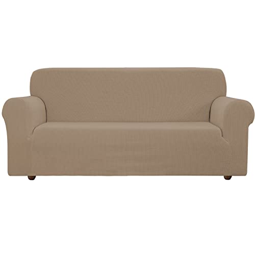EBETA Sofabezug Elastisch Sofaüberwurfe, Sofahussen komplett Sofaschoner Hussen für Sofa, Couch, Sessel 3 Sitzer (Sand, 185-235 cm) von EBETA