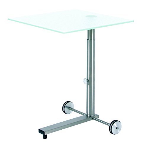 Ebinger Couch- und Beistelltisch in Edelstahl höhenverstellbar und fahrbar 450x450 mm Satinierter ESG-Sicherheitsglasplatte Tischhöhe max. 650 mm P739.35.6 von Certeo