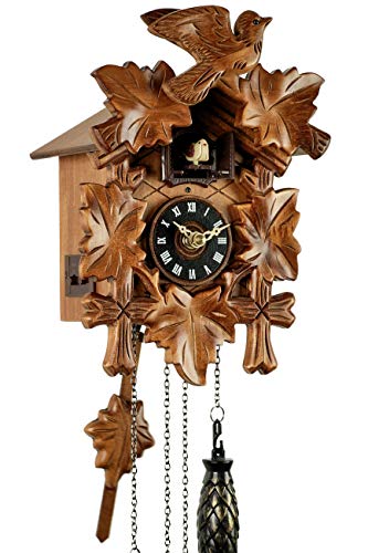 Eble Kuckucksuhr Kuckuckuhr Echtholz NEU batteriebetriebenes Quartzwerk Musik Kuckuckruf Fünflaub 22cm- 85991000 von Eble
