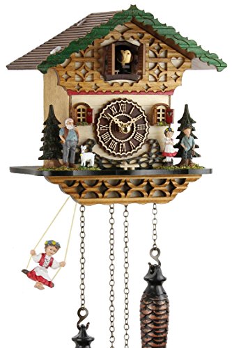 Eble Kuckucksuhr Kuckuckuhr Echtholz NEU batteriebetriebenes Quartzwerk Musik Kuckuckruf Heidi 19cm- 24743 von Eble