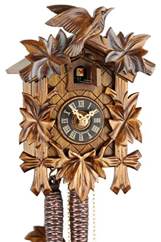 Eble Kuckucksuhr Original Schwarzwälder Kuckuckuhr Echtholz mechanisches 1-Tag Laufwerk NEU VDs Zertifikat Fünflaub 23cm- 20-01-12-10 von Eble