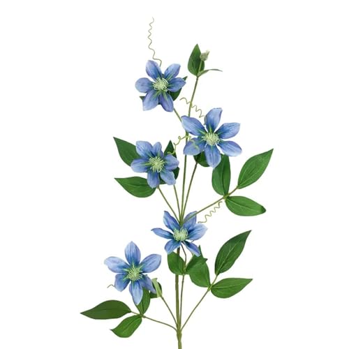 EboLD Künstliche Blume Heimdekoration für Hochzeitsfeier Home Decor Tisch Tafelaufsatz Kunststoff 85cm Simulation 5-Kopf Clematis Zweig-Blau von EboLD