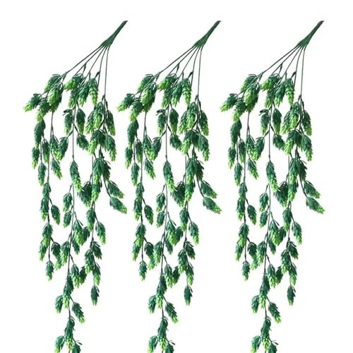 EboLD Künstliche Hopfen-Girlande, zum Aufhängen, für drinnen und draußen, Veranda, Grün, 3 Stück von EboLD