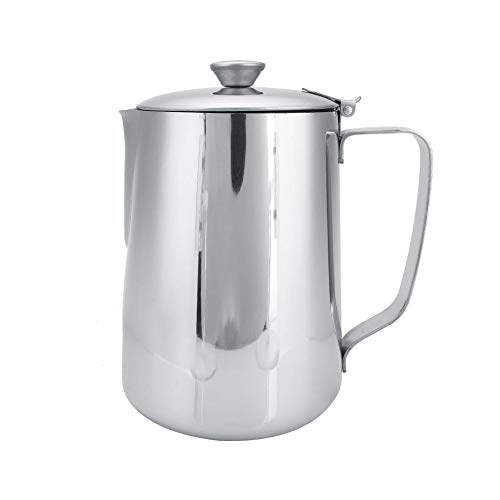 Eboxer Edelstahl Tasse Milchschaum Topf Schaum Tasse Milch Kaffeetasse Kunst Kaffeetasse große Kapazität Kaffeetasse Kaffeetasse Latte Milch Tasse mit Deckel für Café,Restaurant,Haus usw. (1000ml) von Eboxer