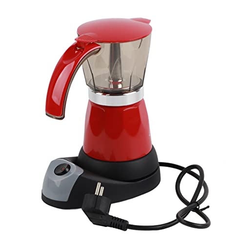 Italienische Kaffeemaschine, 480 W, 300 ml/6 Tassen, elektrische Moka, abnehmbare Küchenkaffeemaschine, Aluminium(rot) von Eboxer