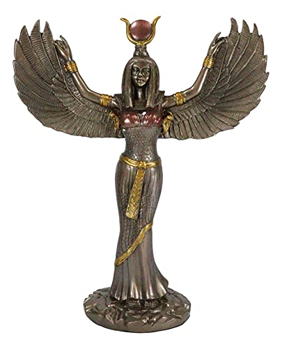 Ebros Gift Bronzestatue Isis mit offenen Flügeln, Göttin der Magie und Natur, ägyptische Thema, Skulptur von Ebros Gift