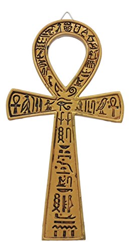 Ebros Crux Ansata Ägyptische Golden Ankh Wandfigur New Age Mystik mit ägyptischen Hieroglyphen Symbol für Stabilität und Gleichgewicht des Lebens von Ebros Gift