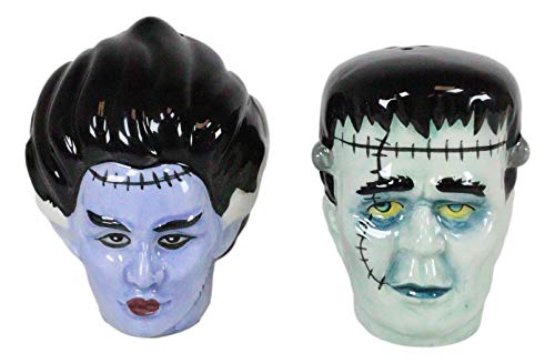 Ebros Day Of The Dead Mr. And Mrs Frankenstein Monster Braut und Bräutigam Keramik Salzstreuer Figur Set Zombies Undead Underworld Fantasy Halloween Deko Küchenzubehör von Ebros Gift