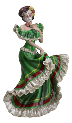 Ebros Gift Dia De Los Muertos Sugar Skull Green Gown Skelett Zeremonial Tänzerin Figure Day of The Dead Vivas Calacas Traditionelle Folklore Mexiko Lateinische Kultur Skulptur von Ebros Gift