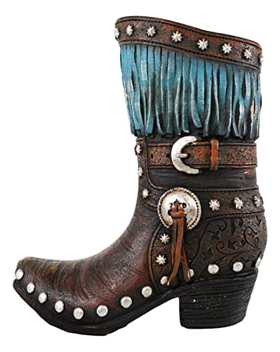 Ebros Gift Rustikale Cowgirl- oder Cowboystiefel aus Kunstleder mit türkisfarbenen Rüschen, dekorativer Blumenstrauß, Vase oder Übertopf, mit braunen Spitzen, Südwestlicher Mittelpunkt Ebros Gift Rustikale Cowgirl- oder Cowboystiefel aus Kunstleder mit türkisfarbenen Rüschen, dekorativer Blumenstrauß, Vase oder Übertopf, mit braunen Spitzen, Südwestlicher Mittelpunkt von Ebros Gift