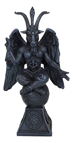 Ebros Gift Sabbatic Goat Idol Baphomet Resin Statue Okkultische Illuminati Der gehörnte Gott Ziege von Mendes Altar Skulptur Figur (16,5 cm hoch, Kunststein, grau) von Ebros Gift