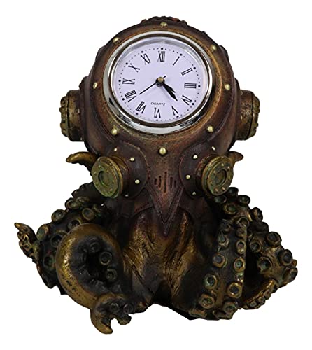 Ebros Gift Steampunk Nautilus Submariner Octopus Kraken Soldat Tisch-Regal Uhr Figur 14 cm hoch viktorianisch Industrie Sci Fi Dekor Sammlerstück von Ebros Gift