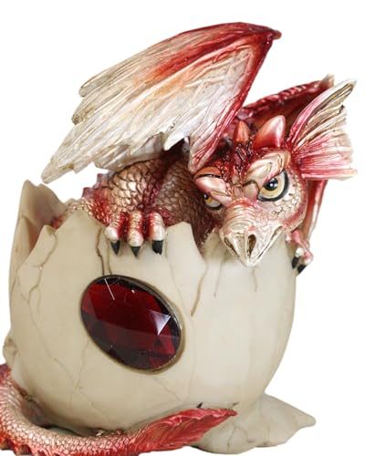 Ebros Januar Geburtsstein Drachenei Statue Roter Edelstein Granat Geburtstag Drachen Schlüpfen Figur Fantasy Sammler von Ebros Gift