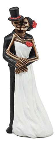 Ebros Love Never Dies Ewige Hochzeit Skelette in Brautkleid und Smoking Figur Hochzeit Pose Bild Perfektes Paar Dias De Los Muertos Tag der Toten Beinsuary Makabre Decor Skulptur von Ebros Gift
