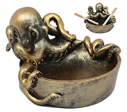 Ebros Marine-Meer-Monster, Kraken, riesiger Tintenfisch, Aschenbecher, 14 cm breit, nautischer Ozean-Terror-Mythos, dekorative Statue für Zigaretten, Münzen, Krimskrams, Tintenfische, Kopffüßer, von Ebros Gift