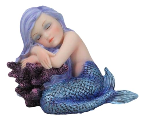 Ebros Unter dem Meer Blaue Kind Meerjungfrau schlafend auf Koralle Statue Enchansia Mergirl Dekofigur von Ebros Gift