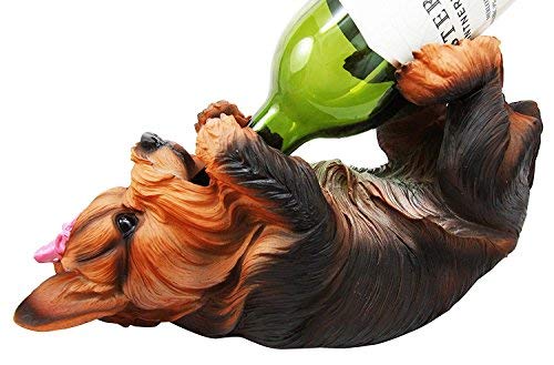 Ebros Weinflaschenhalter Yorkie Canine Hund Figur 26,7 cm lang Yorkshire Terrier Statue Weinkorb Party Hosting Dekor von Ebros Gift