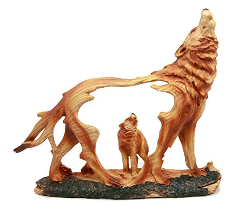 Ebros Wildlife Woodlands Szene Blutmond heulend grau Alpha Wolf Figur in Kunstholz-Finish Heimdeko Skulptur von Wölfen Timberwolves Coyoten Animal Spirit von Ebros Gift