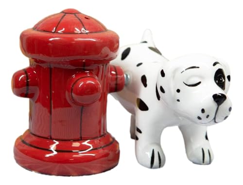 Peeing Dalmatiner mit Hydrant Keramik Salz Pfeffer Shaker magnetisch Set Figuren von Ebros Gift