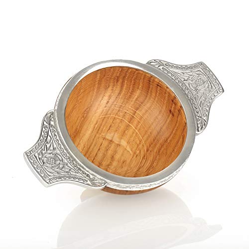 Eburya Oakwood Whisky Quaich - Eichenholz & Zinn mit keltischen Ornamenten Eburya Oakwood Whisky Quaich - Eichenholz & Zinn mit keltischen Ornamenten von Eburya